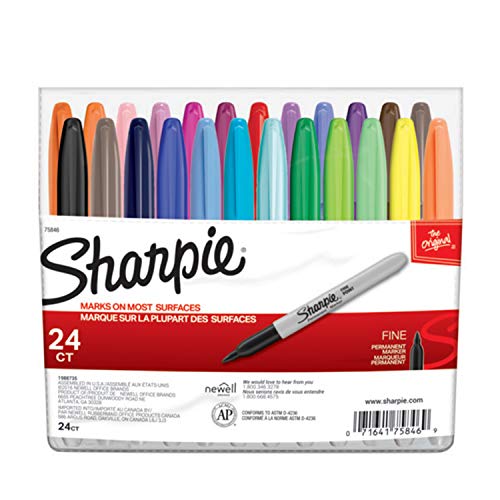 Sharpie Permanent Markers, Fine Point, Assorted Colors, 24Count Pricepulse