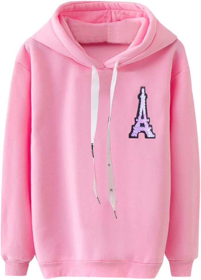 Yonlanclot Womens Hoodie Sweatshirt, Drawstring Pocket Hooded Casual Long Sleeve Pullover Sweaters Tops Jumper