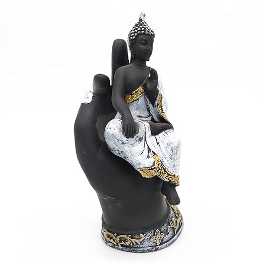 Buy Cottage Handicraft Buddha EMBOSED in Hand with Wooden Royal Tray