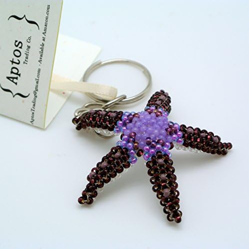 Adorable Handcrafted PURPLE STARFISH Key Chain / Backpack Charm / Purse Charm / Key Ring