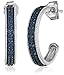 Sterling Silver Blue Diamond Half Hoop Earrings (0.75