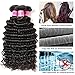 VRBest Brazilian Deep Wave with Lace Frontal Ear to Ear 13x4 Closure with Bundles 10A 100% Unprocessed Virgin Human Hair Bundles Free Frontal Black Color (16 18 20+14 frontal)