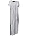 ZANZEA Womens Round Neck Striped Irregular Long Maxi Dress Kaftan Dress Cover Up Stripe 2XL