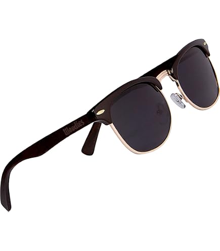 Real Zebra Wood Half-Rim Sunglasses with Polarized Lenses Half Dome Titanium & Zebra Wood Polarized Sunglasses  main image 3