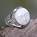 NOVICA .925 Sterling Silver Handcrafted Cow Bone Cocktail Ring 'Face of the Moon'