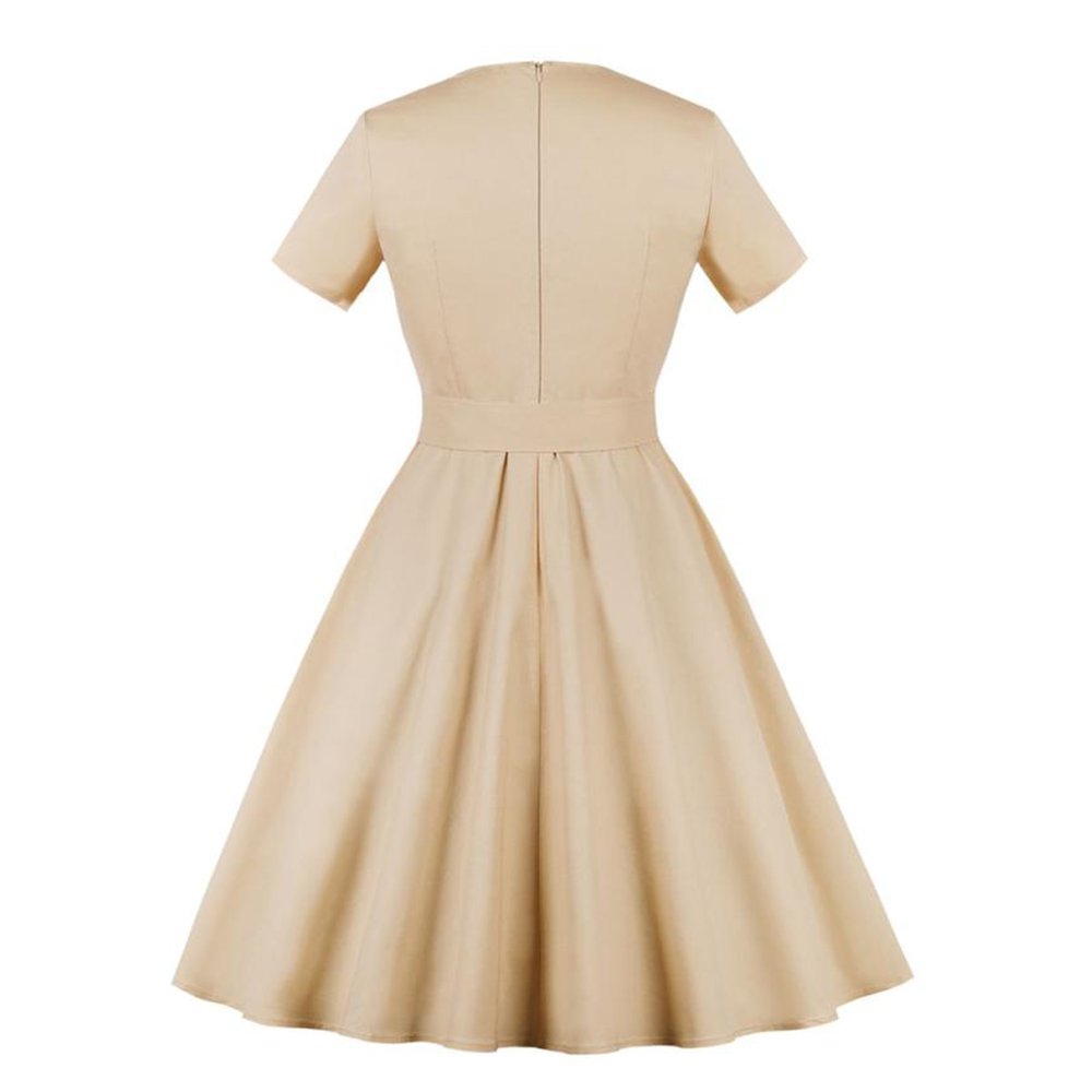 Women\'s 1950s Classy Cocktail Party Prom Vintage Rockabilly Floral Swing Dress with Belt (3XL, Apricot)