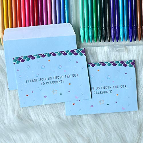 3 WERNNSAI+Mermaid+Party+Invitations+Envelopes