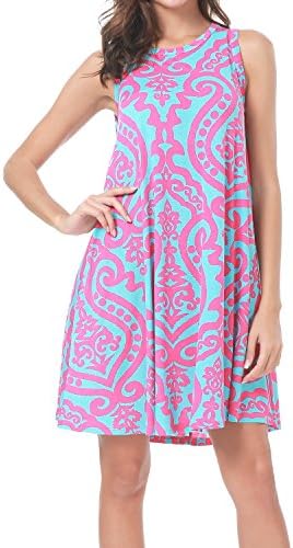 peassa Women's Sleeveless Pockets Casual Swing T-Shirt Short Dresses