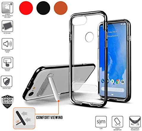 Google Pixel 3 XL Case (XL Version Only), Premium Ultra Bumper [Slim] Transparent Hybrid Crystal Clear with Stand TPU Cover case (Clear/Black)