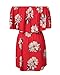 GAMISOTE Women's Floral Print Red Dress Sexy Off Shoulder Layer Ruffle Mini Dress,Red,Medium