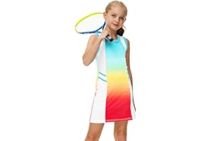 AOBUTE Girls Tennis Outfit 2 Piece Set Sportswear Tank Dress and Shorts 4-12Y