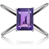 Ice Gems Sterling Silver African Amethyst Octagon-Cut Criss Cross Ring