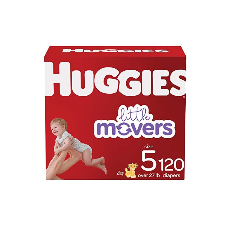 Huggies Little Movers Baby Diapers Size 5 (27+ lbs), 60 Count (Pack of 2)