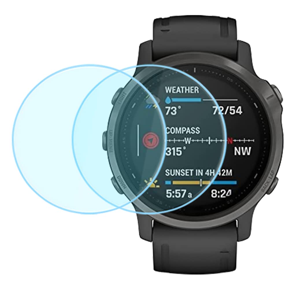 Duttek Tempered Glass Screen Protector for Garmin Fenix 6S Smartwatch 2.5D Ultra-Thin 9H Hardness Scratch Resistant Tempered Glass Screen Protective Film (2pack)