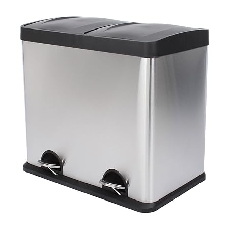 SVITA Treteimer Abfalleimer Papierkorb Mülleimer Mülltrennung Edelstahl (48 Liter 2x24L)