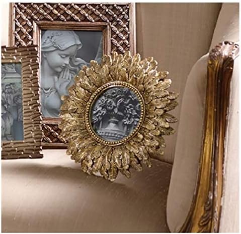 Tutti Decor Round Gold Feather Photo Frame with burnished antique brushed finish 18.5cm round