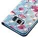 Galaxy S8 Wallet Case,Firefish Double Layer Luxury Leather Cover with Magnetic kickstand Closure Folio Cover Flip Wallet Case Card Holder and Cash Pocket for Samsung Galaxy S8 (5.8 Inch)-Blue Flamingo