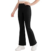 DOCUMO Girls Flare Leggings with Pocket - Bell Bottoms Full Length High Waist Yoga Pants Bootcut Athletic Leggings Teen Girls