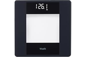 Vitafit Digital Bathroom Scale for Body Weight, Weighing Professional Since 2001, Crystal Clear LED and Step-On, Batteries Included, 400lb/180kg, Black