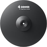 Donner Mute Cymbal for Electronic Drum Set, 13-inch Triple-Zone Crash/Ride Cymbal for Electric Drum Kit, 3 Zone E Cymbal for Digital Drum (CYB-13T)
