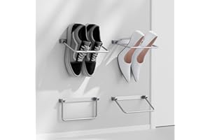 i frmmy Foldable Wall-Mounted Shoe Rack- Aluminum Hanging Shoe Organizer, Efficient Holder and Storage Rack for Various Shoes, Door Shoe Hangers- 4 Packs