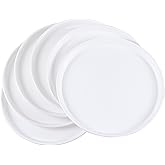 Bringer 14 Inch Round Food Serving Tray for Restaurant, 6 Pack Plastic Round Serving Trays, White