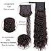 Stamped Glorious Corn Wave Ponytail Extension Wrap Around Ponytail Extensions Long Black Mixed Auburn Brown Color Wavy Synthetic Magic Paste Ponytail Hair Piece for Women (2/33#)
