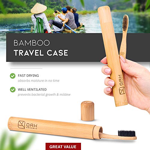 OAK ORGANIC Charcoal Toothbrush – Get Sparkling Clean Teeth – Natural Soft Bamboo Charcoal Toothbrush with Travel Case… - Image 7