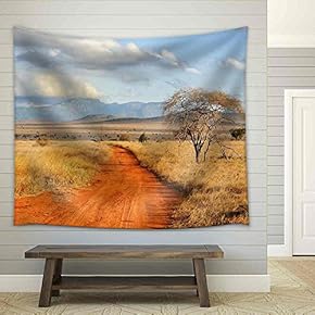 Beautiful Landscape with Tree in Africa - Fabric Wall Tapestry Home Decor - 51x60 inches