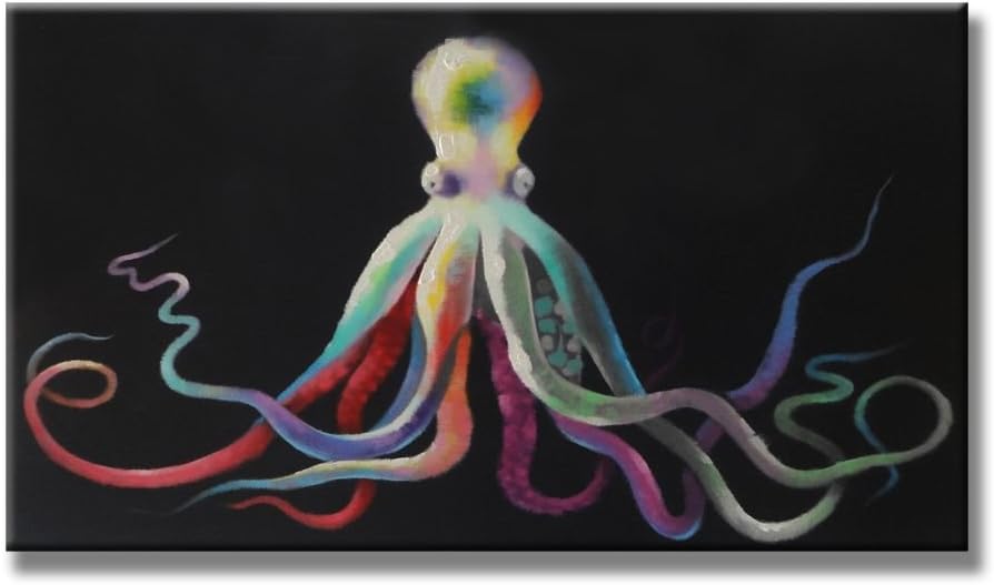 Sunflower Art the Colorful Jellyfish Paintings 100% Handpainted Canvas Oil Paintings Home Decor Ready To Hang 18x36" (45x90cm)