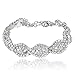 Miraculous Garden] Silver Plated Crystal Rhinestone Link Bracelet for Women Bridal Wedding Party Bridesmaid Prom Bracelet Jewelry