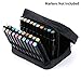 BTSKY 40 Slot Carrying Marker Case Holder -Canvas Zippered Markers Organizer for Primascolor Marker and Copic Sketch Marker (Black)