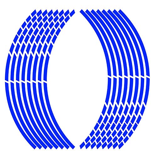 YOUNGFLY 16Pcs Motorcycle Car Wheel Rim Reflective Strips Tape Decal Stickers Bike Bicycle 18" Blue