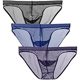 COMLIFE Mens Transparent Mesh Triangle Briefs Underwear See Through Bulge Pouch Underpants Brief