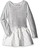 Calvin Klein Little Girls' Crinkle Knit Body with Jacquard Skirt, Gray, 6