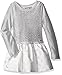 Calvin Klein Little Girls' Crinkle Knit Body with Jacquard Skirt, Gray, 6