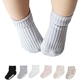 Petescilla Unisex-Baby Knitted Seamless Socks Turn Cuff Bootie Non-Skid