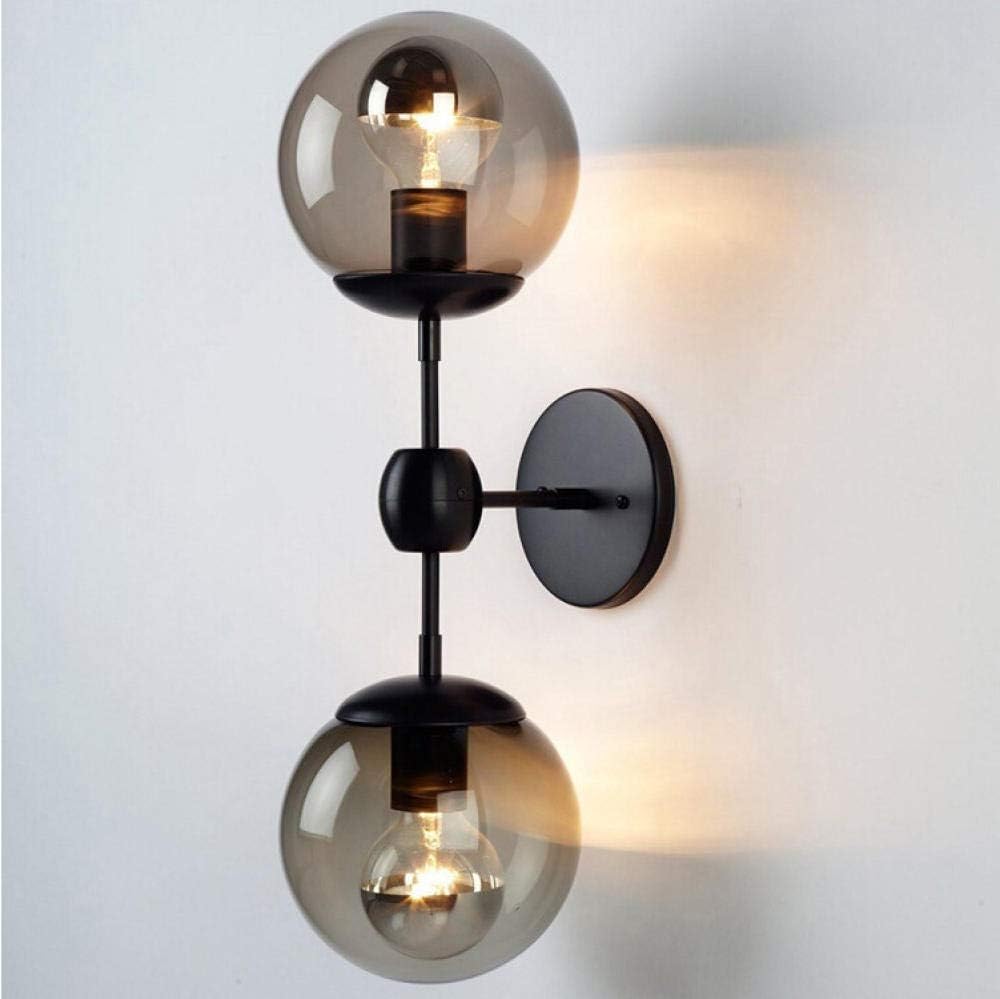 Modern Retro Style Industrial Smoke Glass Iron Bedroom Living Room Corridor Aisle Wall lamp@Include led Bulbs