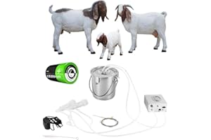 3L Goat Electric Milking Machine, Automatic Rechargeable Battery Powered Pulsation Vacuum Pump with 2 Teat Cups Stainless Ste