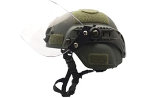LEJUNJIE Tactical MICH 2000 Fast Helmet with Clear Riot Visor Face Shield Sliding Goggles for Airsoft Paintball CS War Games Outdoor Sports.