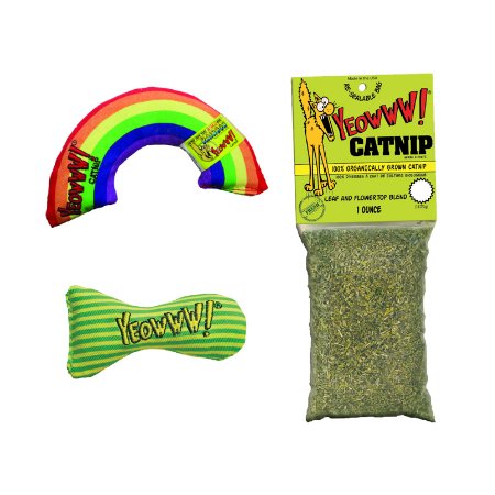 YEOWWW Very Strong Organic Catnip Cat Toys (1x Rainbow 1x Catnip 1x Stinkie)