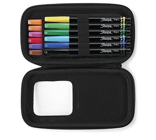 Sharpie Pen, Brush Tip, Assorted Colors, 12 Count + Soft Zip Case