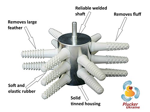 Chicken Plucker Drill Attachments - Poultry Feather Remover 15 Fingers (Broiler Duck) with Best Chicken Plucker Fingers (White)