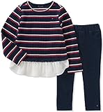 Tommy Hilfiger Toddler Girls' Tunic Legging Set, Red/Navy/Snow, 5