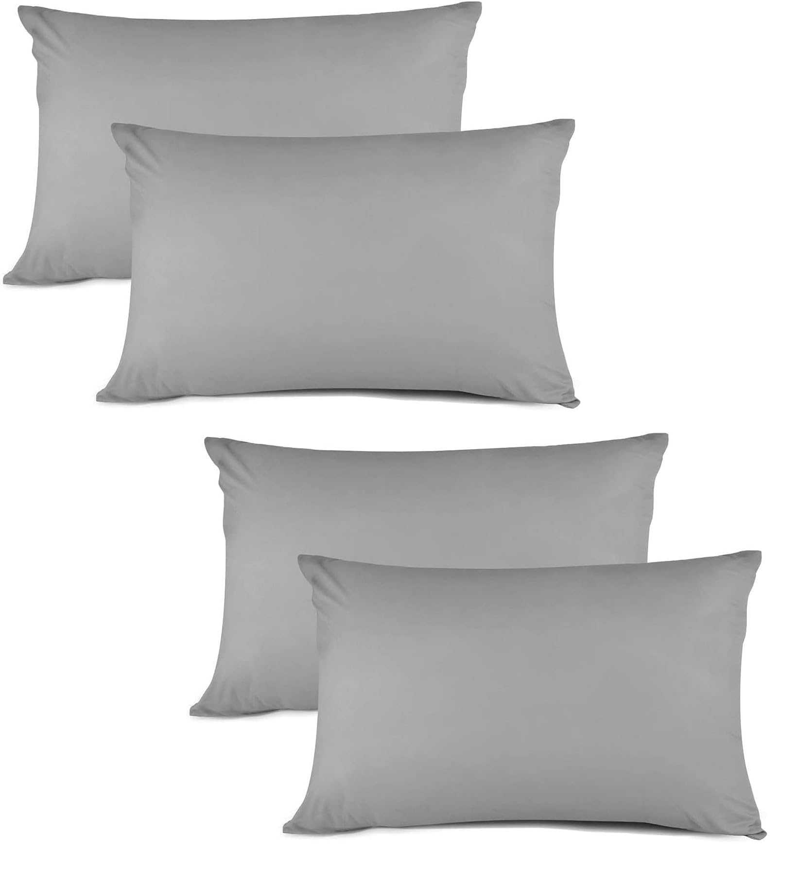 Kinfolk Textile Pillow Cases 4 Pack Egyptian Cotton 200 Thread Count (Grey Silver)