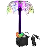 DOMICA 15W 220 GPH Submersible Fountain Pump with LED Light (800L/H), Ultra Quiet Adjustable Water Pump for Water Feature, Hydroponics, Garden, Pond, Aquariums, Fish Tanks, Indoor Outdoor Fountain