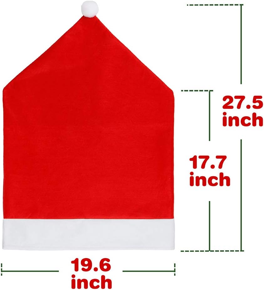 D-FantiX Christmas Chair Covers Set of 6, Santa Hat Chair Covers for Dining Room Holiday Christmas Decorations Red: Home & Kitchen