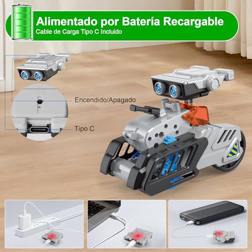 Robot de Juguete Solar Recargable, Juguetes de Proyectos STEM para Adolescentes de 8 a 16 Años, Kit de Experimentos de Construcción de Bricolaje, Alimentado por Energía Solar o Alimentado por Batería