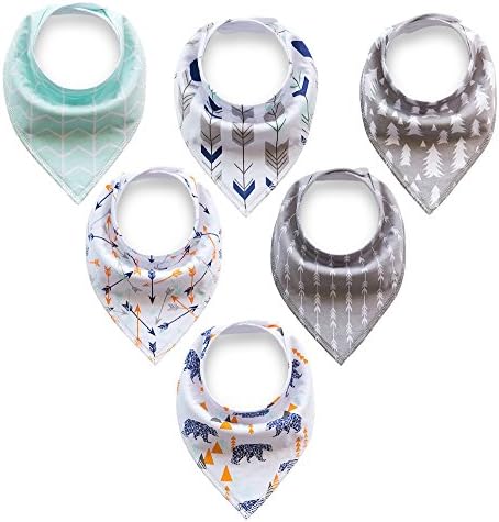 Baby Bandana Drool Bibs Set, Unisex 6-Pack Ultra Absorbent, Soft and Graceful Organic Bibs, Cute Baby Shower Gift by QzxBright