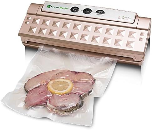 Vacuum Sealer, Food Vacuum Fresh Preservation Machine Multifunction Durablefor for Dry & Moist Packaging Storage for Meat/Wine/Dried Fruit with Starter Kits (Golden)